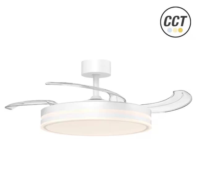 Ventilador de Techo Retráctil Blanco LED 60W Kuken | Motor DC Silent