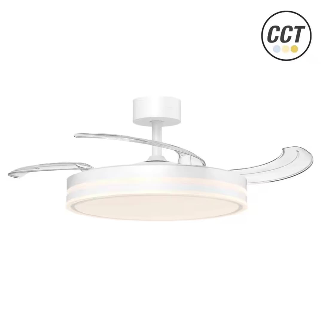 Ventilador de Techo Retráctil Blanco LED 60W Kuken | Motor DC Silent