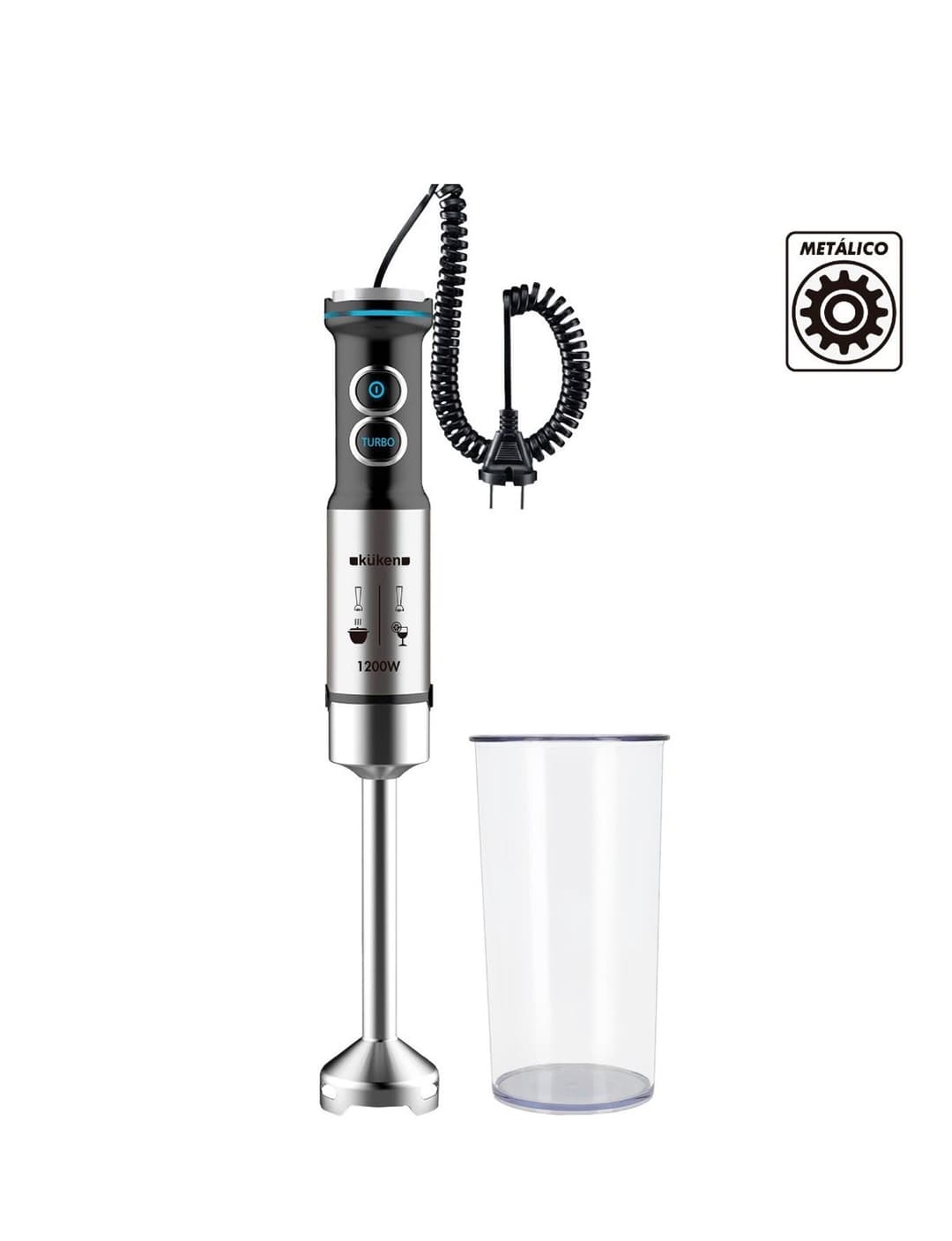BATIDORA BRAZO INOX CON VASO 1200W KUKEN PREMIUM