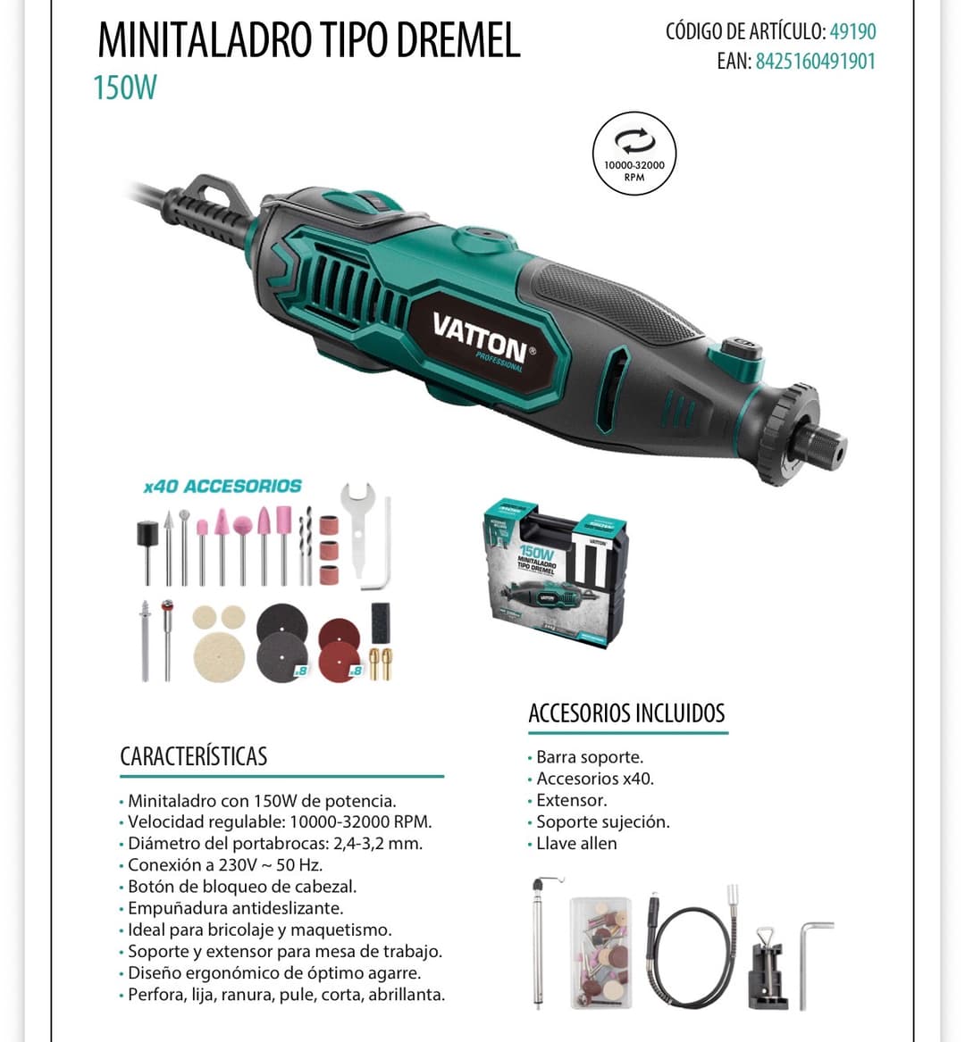 MINITALADRO TIPO DREMEL VATTON 150W